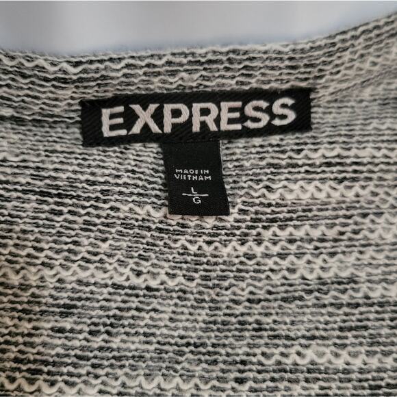 Express Marled Beaded Cuff Gray Women Open Front Knit Cardigan Large - Picture 3 of 4